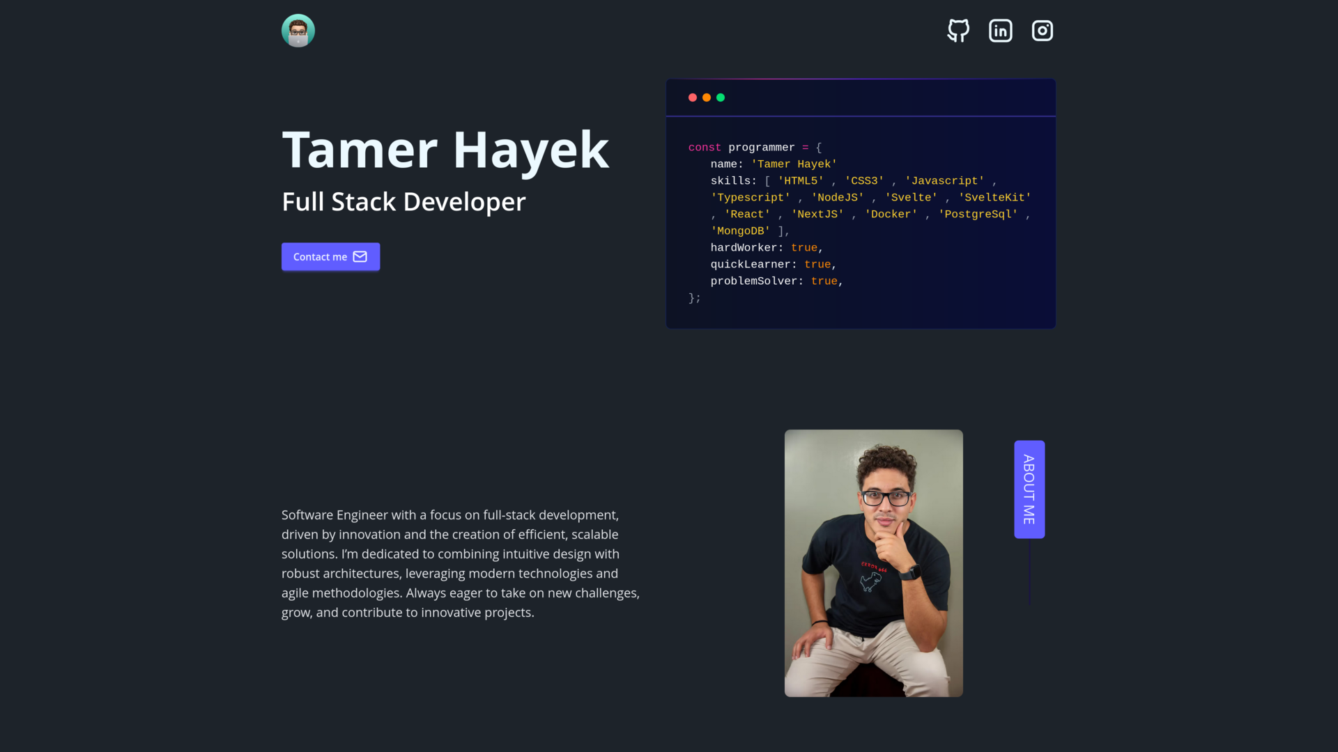 Portfolio website screenshot